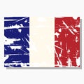 French flag with scratches, vector flag of France.