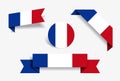 French flag stickers and labels. Vector illustration. Royalty Free Stock Photo