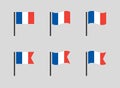 French flag symbols set, France national flag icons Royalty Free Stock Photo