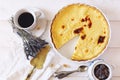 French flan patissier and coffee Royalty Free Stock Photo