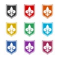 French fleur de lis icon isolated on white background color set