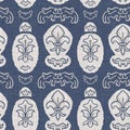 French fleur de lis royal lily seamless pattern. Farmhouse cottage background. Lilies lys flower flourish motif allover