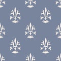 French fleur de lis royal lily seamless pattern. Farmhouse cottage background. Lilies lys flower flourish motif allover