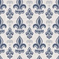 French fleur de lis royal lily seamless pattern. Farmhouse cottage background. Lilies lys flower flourish motif allover