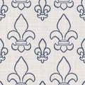 French fleur de lis royal lily seamless pattern. Farmhouse cottage background. Lilies lys flower flourish motif allover