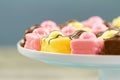 French Fondant Fancies, a type of Petit Four Royalty Free Stock Photo