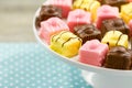 French Fondant Fancies, a type of Petit Four Royalty Free Stock Photo