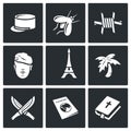 French Foreign Legion icons. Vector Illustration