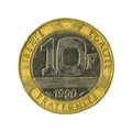 10 french franc coin 1990 obverse