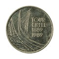 5 french franc coin 1989 reverse