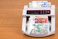 French Francs in a counting machine Royalty Free Stock Photo