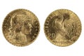 French 20 Francs gold coins Royalty Free Stock Photo