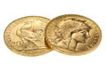 French 20 Francs gold coins Royalty Free Stock Photo