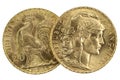 French 20 Francs gold coins Royalty Free Stock Photo