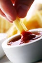 French frie wedge in a sauce