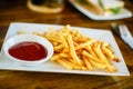 French fried fries with ketchup