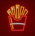 French-fried potatoes in paper cup neon icon