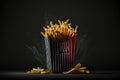 French Fries Black Background. Generative AI