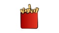 French fries cartoon clipart. French fries in a red carton paper box Royalty Free Stock Photo