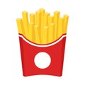 French fries cartoon clipart. French fries in a red paper box.