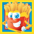 French fries cartoon grinning with frame Royalty Free Stock Photo
