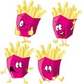 French fries cartoon with hand gesturing isolated