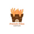 French fries castle logo design vector graphic symbol icon sign illustration creative idea