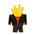 French fries, character in leather jacket. Vector Illustration for backgrounds, covers, packaging, greeting cards, posters,