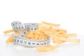French fries chips meal with tape measure Royalty Free Stock Photo
