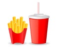 French fries and cola drink, fast food vector cartoon