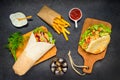 French Fries with Doner Kebab and Shawarma Royalty Free Stock Photo