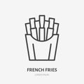 French fries flat line icon. Vector thin sign of fast food, cafe logo. Fried potato illustration for restaurant menu Royalty Free Stock Photo