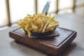 French fries in frying pan. Wonderful European breakfast