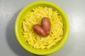 French fries with heart shaped potato