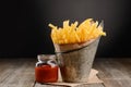 French fries with homemade ketchup Royalty Free Stock Photo