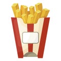 French fries icon, crispy fast food snack