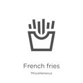 french fries icon vector from miscellaneous collection. Thin line french fries outline icon vector illustration. Outline, thin