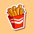 French fries illustration, vector. Fried potato sticker