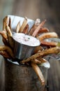 French Fries with Kalamata Olive Dip