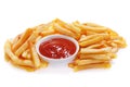 French fries with ketchup on white background Royalty Free Stock Photo