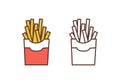 French fries linear vector icon. Delicious fried potato sticks outline illustration. Fast food restaurant logotype