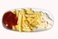 French fries with Mayonnaise, tomatoe stock photo stock photo