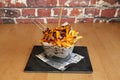 French fries in a metal basket