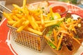 French fries and mexican salat