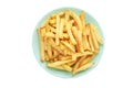 French fries on mint plate isolated on white background Royalty Free Stock Photo