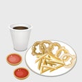 French Fries and Onion Ring with Disposable Coffee