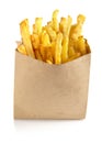 French fries in the paper bag isolated on white Royalty Free Stock Photo