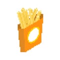 French fries pixel art. Fast food pixelated. Fastfood isolated