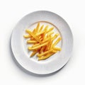 French fries on a plate isolate on a white background. Royalty Free Stock Photo