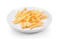 French fries in plate on white background Royalty Free Stock Photo
